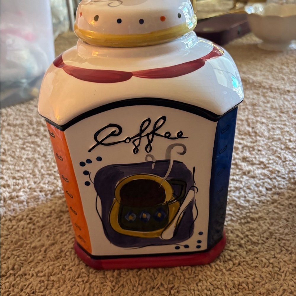 Colorful Ceramic Coffee Canister or Cookie Jar